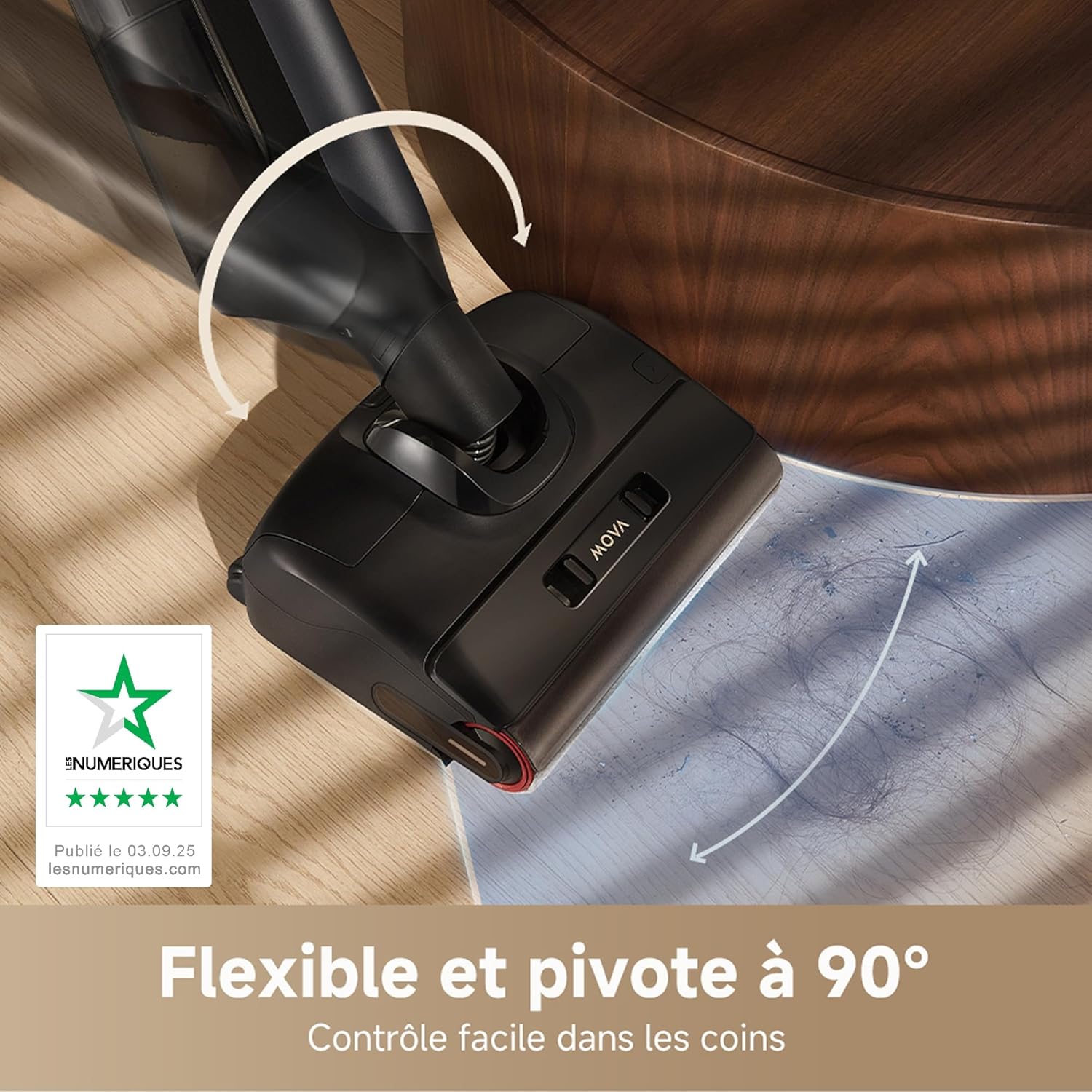 Aspirateur laveur eau et poussière M10 18 kPa portée à plat 180° lavage brosse 75 °C séchage air chaud 5 min