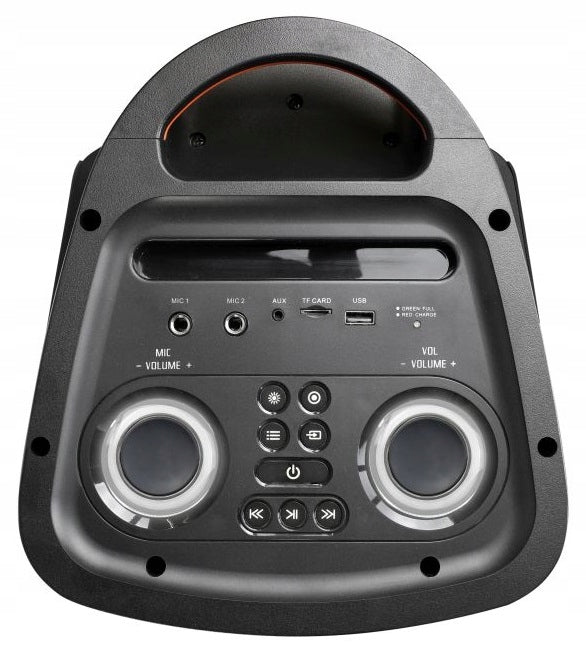 Przenośny głośnik PartyBox PB50LED karaoke z mikrofonem bezprzewodowym LED Bluetooth USB FM AUX 500 W