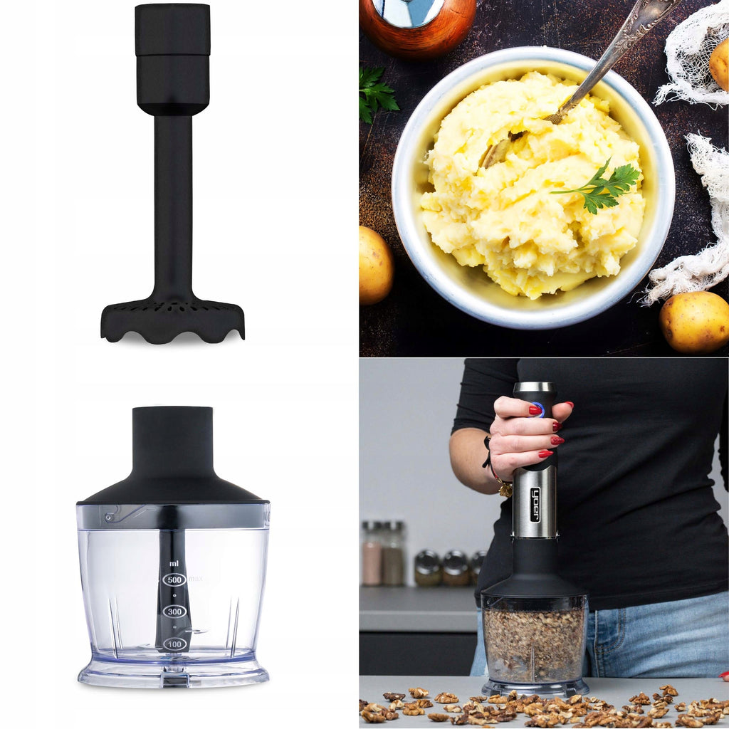 Blender ręczny Six-Edge HB01S 1500 W 8w1 z tytanowymi ostrzami 25 prędkościami Turbo i zestawem 14 elementów