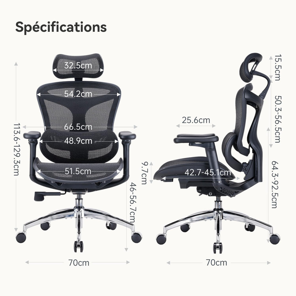 Chaise de bureau ergonomique Doro C300 V2 soutien lombaire dynamique accoudoirs 3D dossier réglable charge 150 kg noir