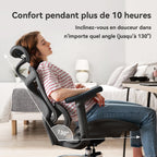 Chaise de bureau ergonomique Doro C300 V2 soutien lombaire dynamique accoudoirs 3D dossier réglable charge 150 kg noir