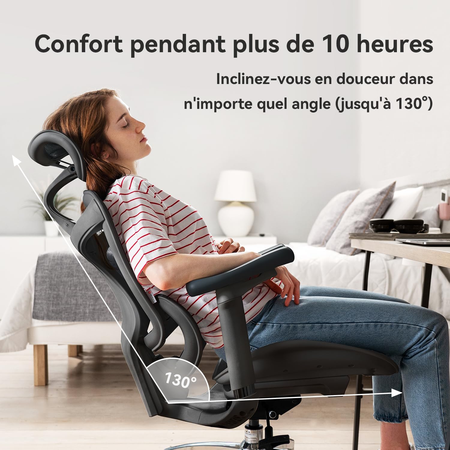 Chaise de bureau ergonomique Doro C300 V2 soutien lombaire dynamique accoudoirs 3D dossier réglable charge 150 kg noir