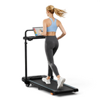 Tapis de course pliable inclinable 12% 6 en 1 table amovible 12 km/h 30 HP poignée télescopique RGB 150 kg
