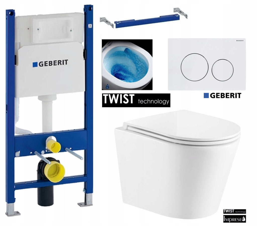 Zestaw WC podtynkowy Duofix Basic ze stelażem Geberit miska wisząca Imprese Jess Tornado przycisk Delta 20