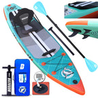 Planche de paddle gonflable 330 x 76 x 15 cm convertible kayak siège pagaie double réglable support GoPro 3 ailerons accessoires charge 150 kg
