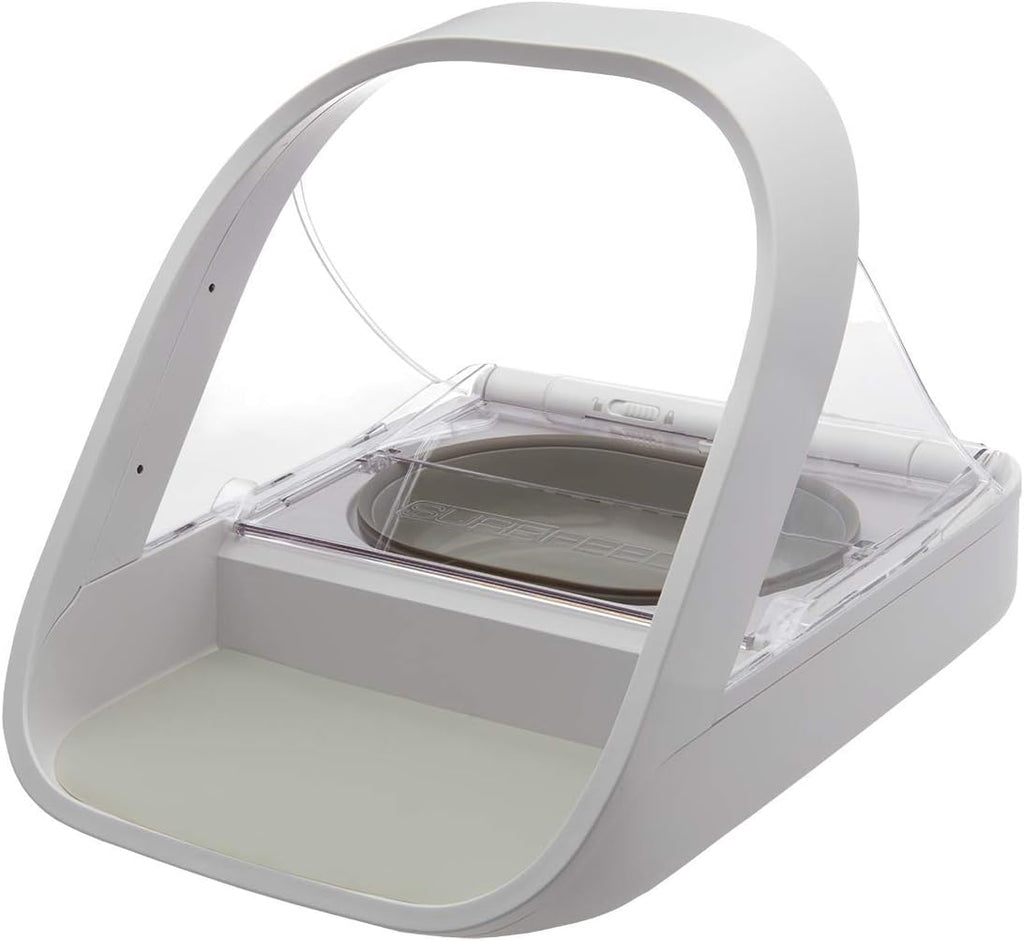 Distributeur de nourriture à puce électronique 400 ml avec couvercle hermétique compatible médaillon RFID blanc gris