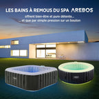 Spa gonflable Tenerife 6 personnes 185 x 185 cm 910 L 130 jets massage LED avec couvercle anthracite