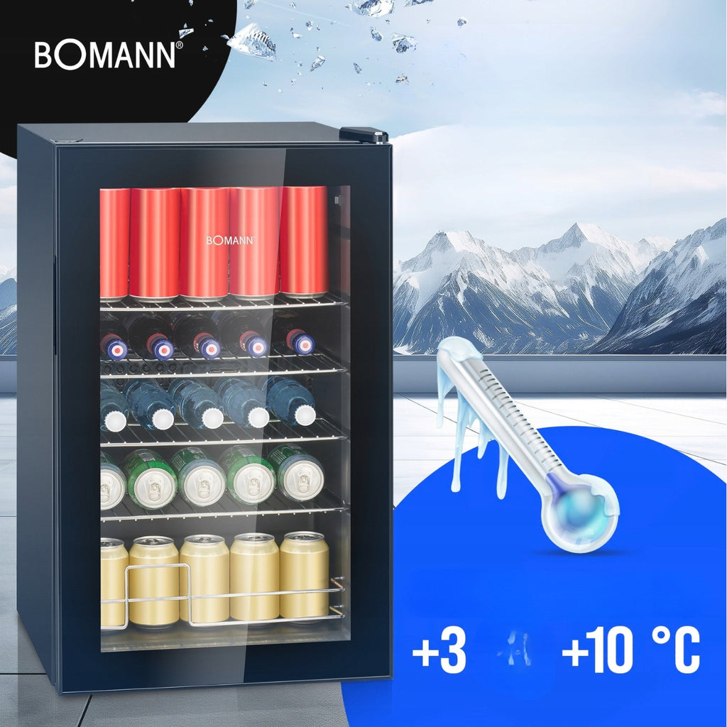 Witryna chłodnicza na napoje KSG 7287 63 l LED przeszklone drzwi podwójna szyba 4 półki regulacja temperatury +3°C do +10°C
