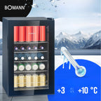 Witryna chłodnicza na napoje KSG 7287 63 l LED przeszklone drzwi podwójna szyba 4 półki regulacja temperatury +3°C do +10°C