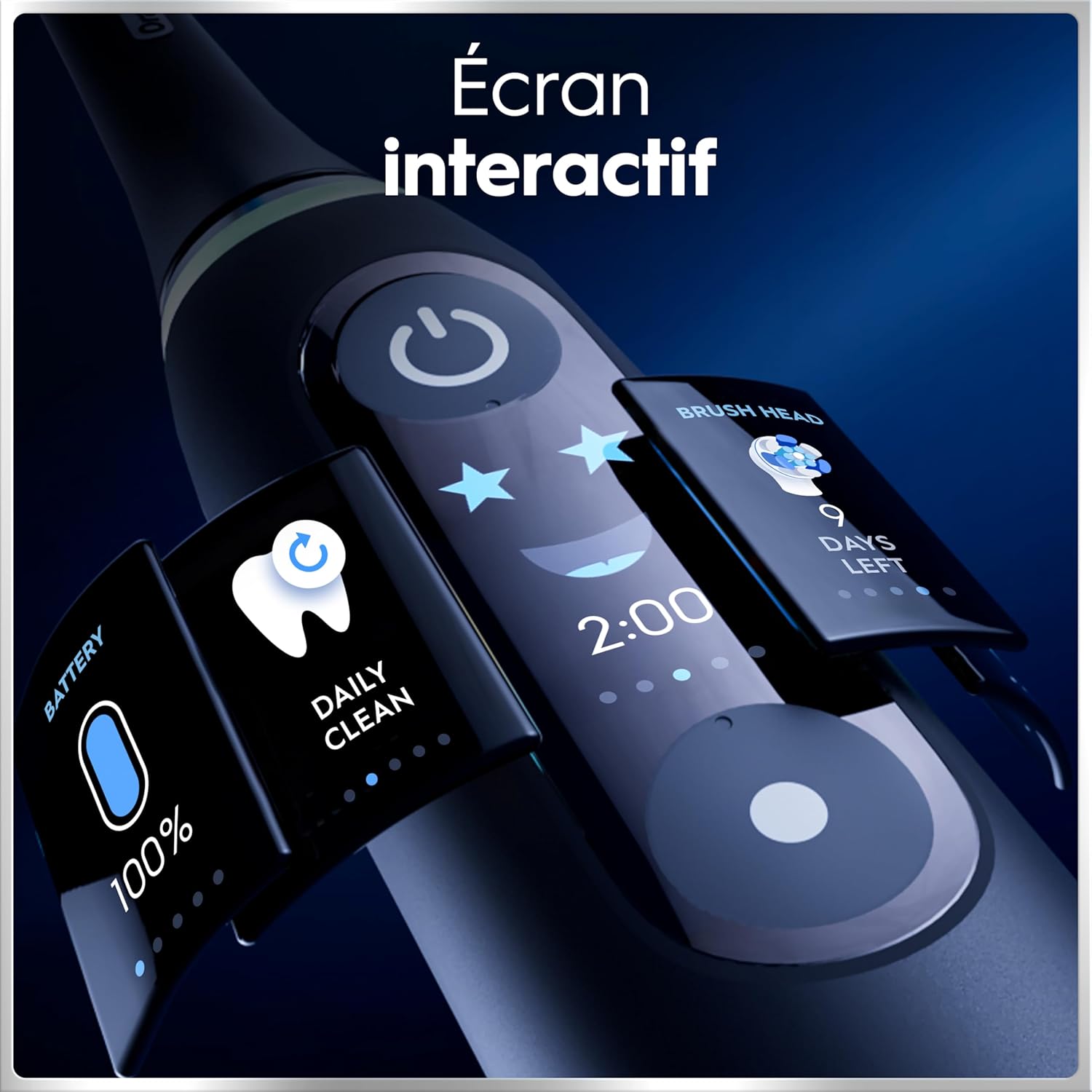 Brosse dents électrique iO 6 noire 5 modes capteur pression écran interactif 2 brossettes étui voyage
