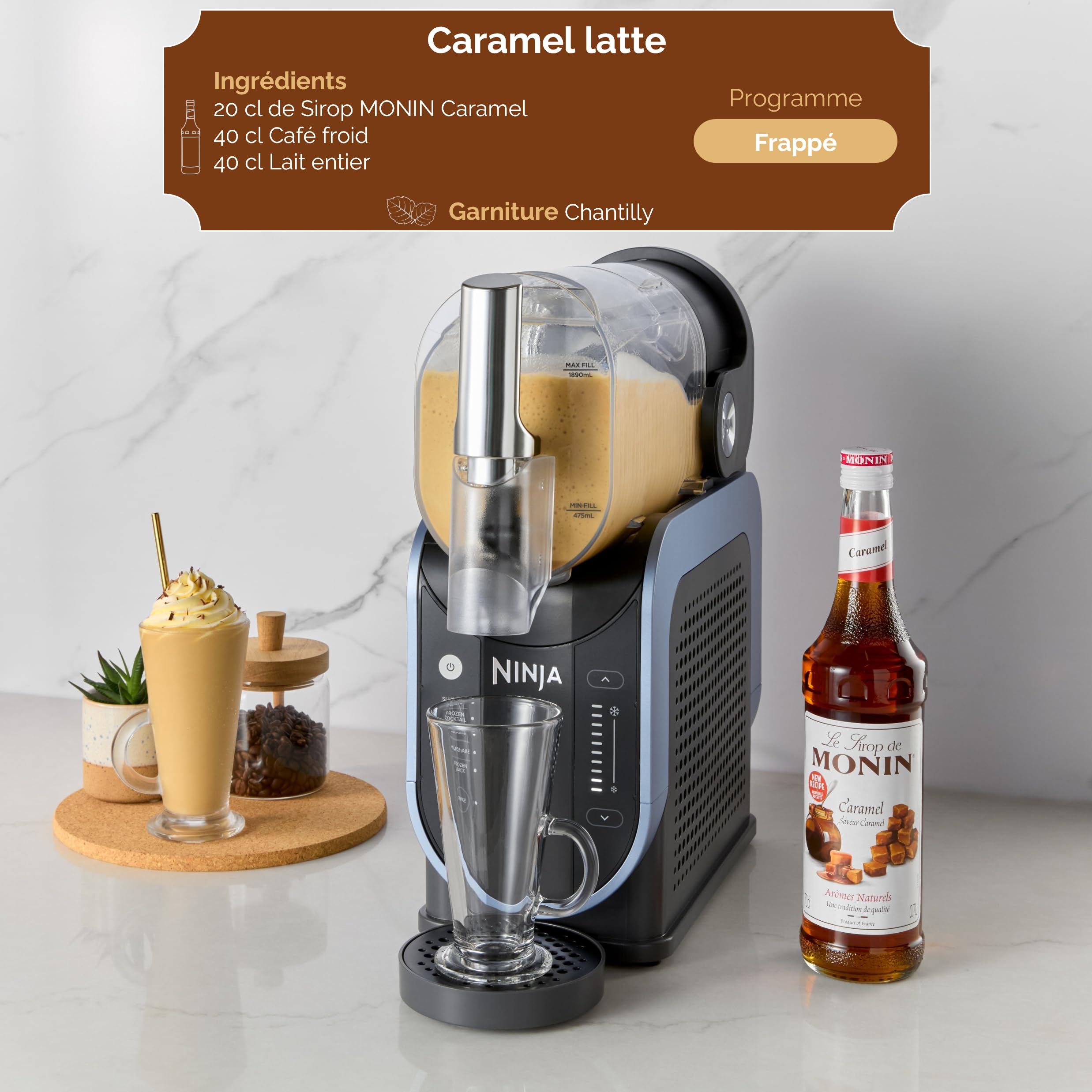 Machine à boissons glacées FS301EU capacité 1,9 L avec 5 programmes pour granités cocktails frappés milkshakes et jus glacés