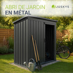 Abri de jardin métallique S 88 x 164 x 182 cm avec cadre de fondation porte coulissante verrouillable gris foncé