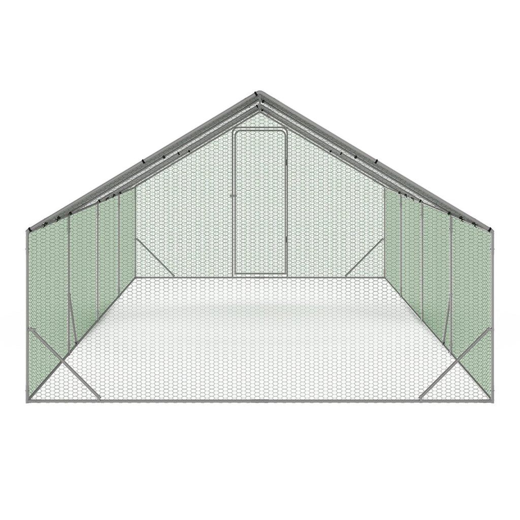 Enclos poulailler 24 m² 8x3x2 m parc grillagé acier galvanisé avec bâche imperméable anti-UV protection animaux extérieurs