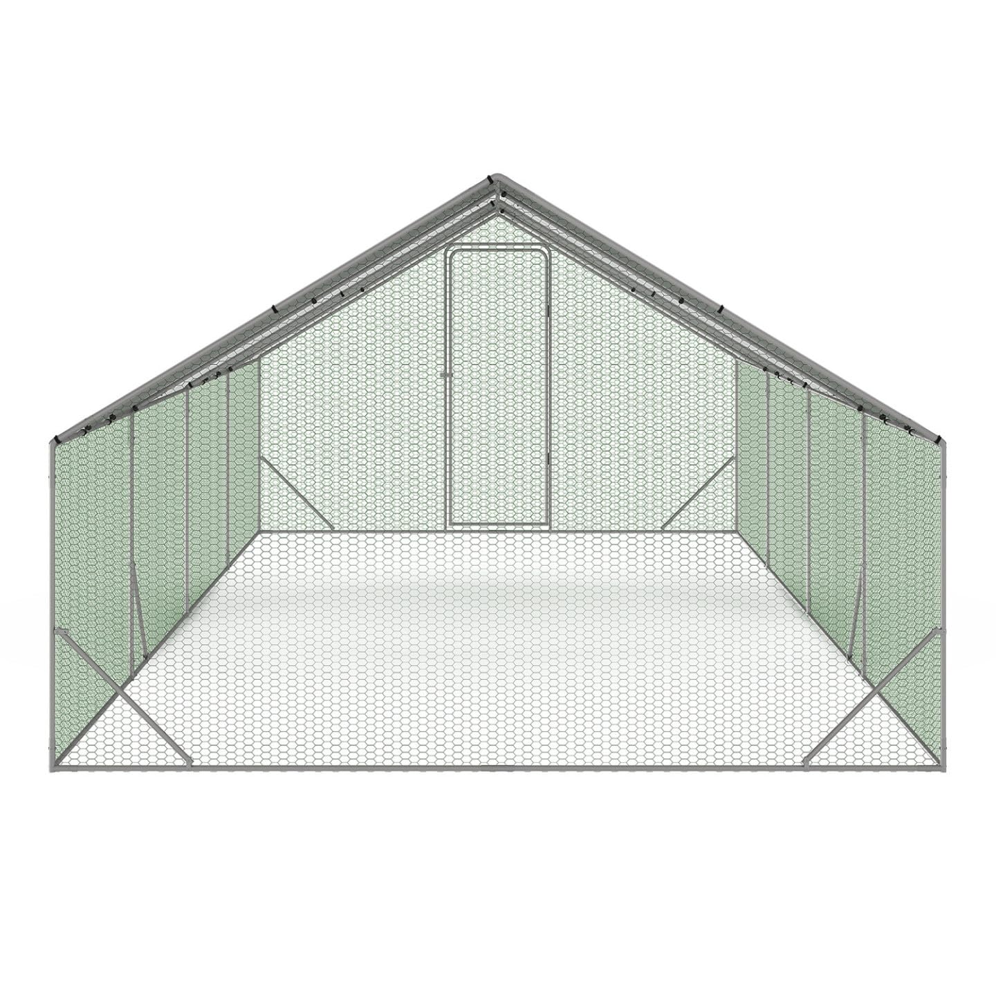 Enclos poulailler 24 m² 8x3x2 m parc grillagé acier galvanisé avec bâche imperméable anti-UV protection animaux extérieurs