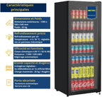 Réfrigérateur à boissons professionnel GSC4240B 237 L porte vitrée avec serrure 6 étagères réglables 110 W noir