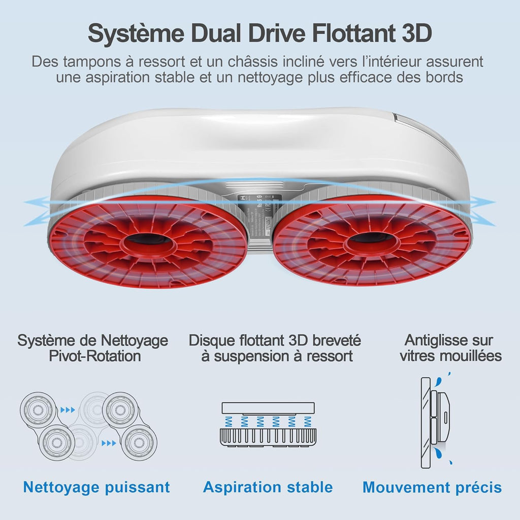 Robot nettoyeur de vitres S55 Pro 6500 Pa réservoir 80 ml navigation SLAM 4 pulvérisation HydroJet sécurité multicouche