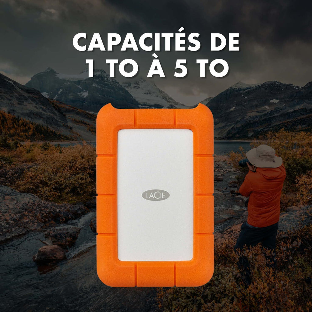 Disque dur externe portable Rugged Mini 2 To USB 3.0 2,5 pouces résistant chocs pression PC Mac iPad iPhone orange