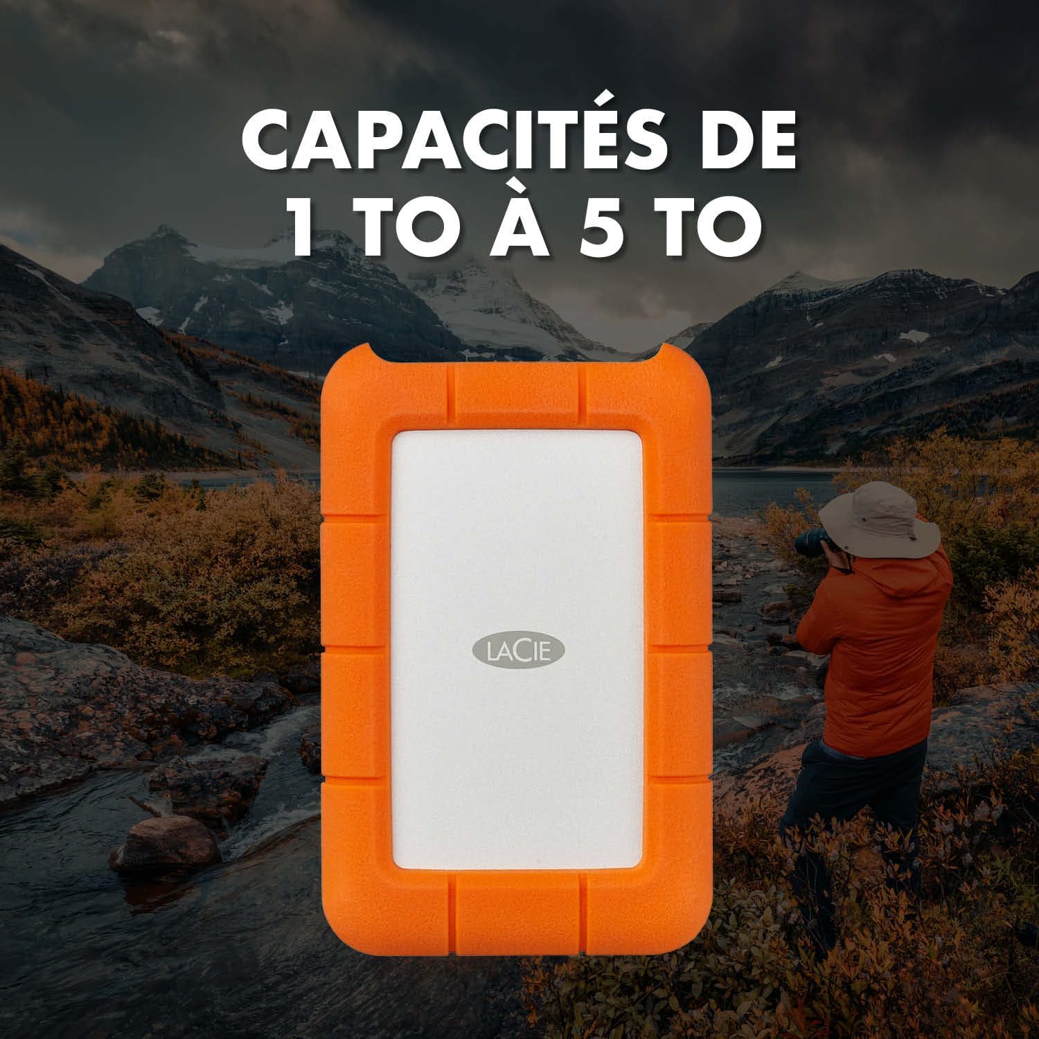 Disque dur externe portable Rugged Mini 2 To USB 3.0 2,5 pouces résistant chocs pression PC Mac iPad iPhone orange