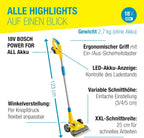 Coupe-bordures sans fil FineCut 18V 001300.0000 largeur de coupe 25 cm 9000 tr/min avec batterie 18V double lame guidon réglable 4,29 kg