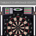 Cible de fléchettes électronique LED avec armoire 38 jeux 211 options 12 fléchettes pointe souple adultes
