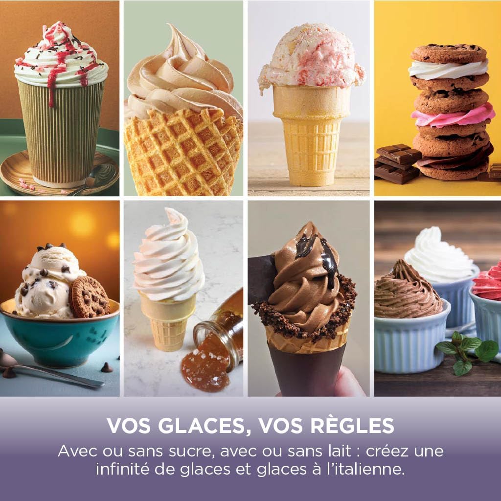 Sorbetière CREAMi Scoop and Swirl NC701EUSTGD 13 modes avec 2 pots 480 ml pour glaces maison