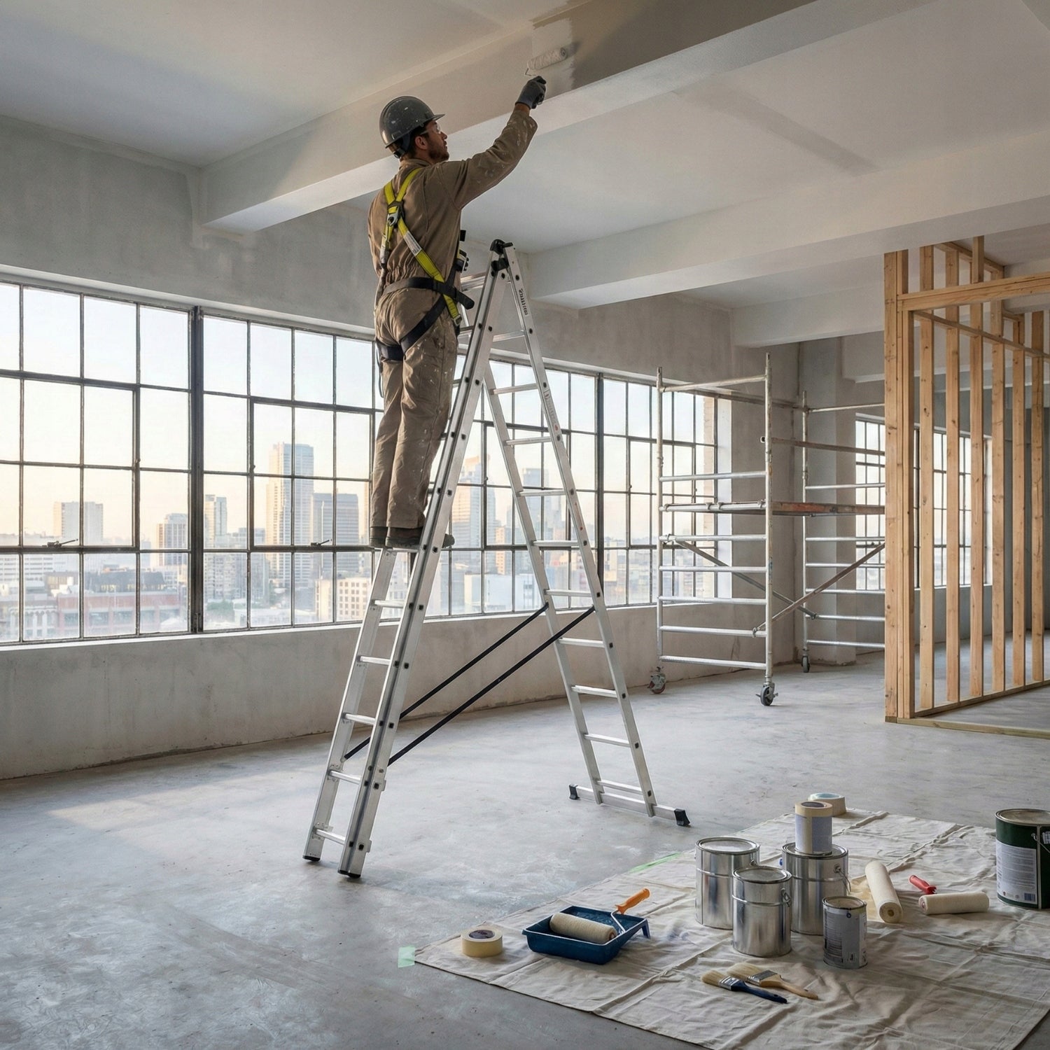Drabina aluminiowa 3x11 uniwersalna 8,45m mocna konstrukcja, stabilny hak do zawieszania, lekka