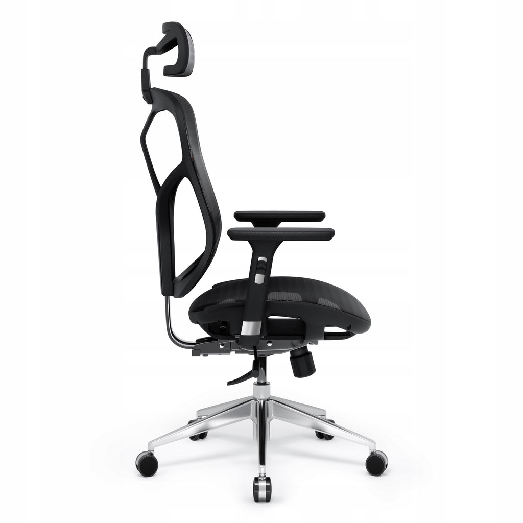 Fotel biurowy ergonomiczny obrotowy V-Basic 950 czarny z regulowanym zagłówkiem i podłokietnikami