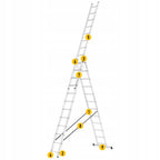 Drabina aluminiowa 3x11 uniwersalna 8,45m mocna konstrukcja, stabilny hak do zawieszania, lekka