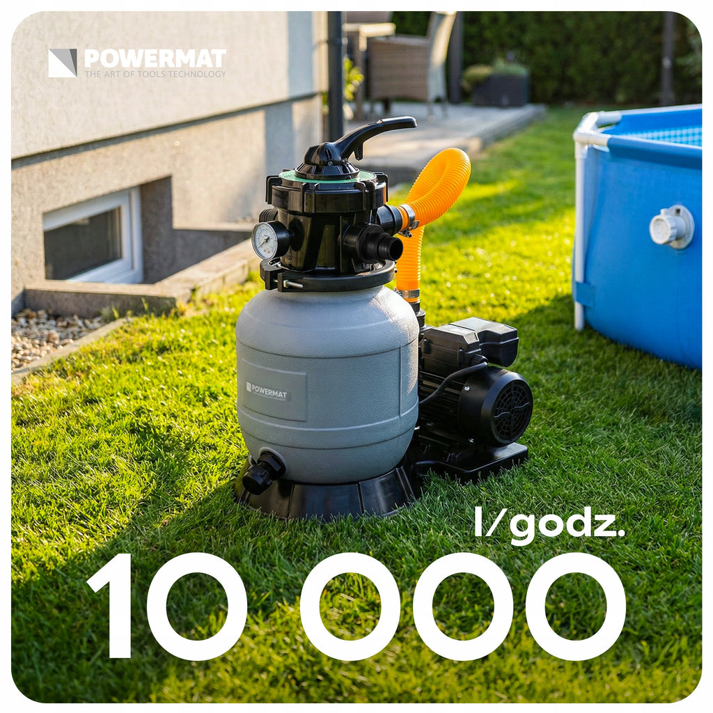 Wysokowydajna pompa piaskowa filtrująca do basenu o wydajności 10000 l/h i mocy 400W do basenów