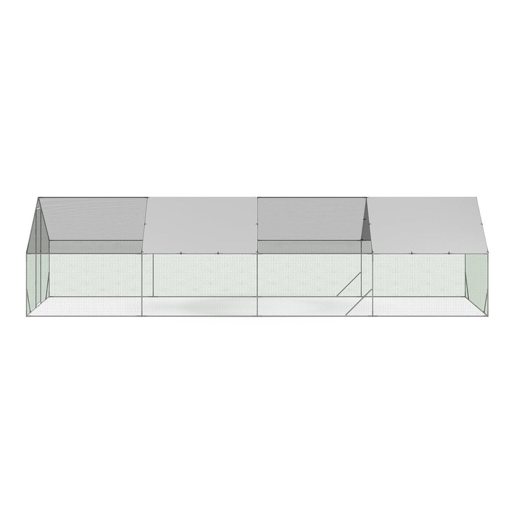 Enclos poulailler 24 m² 8x3x2 m parc grillagé acier galvanisé avec bâche imperméable anti-UV protection animaux extérieurs