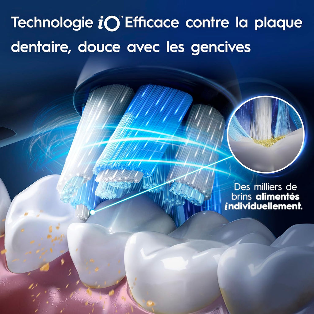Brosse à dents électrique iO 9 7 modes capteur de pression écran couleur charge rapide avec étui