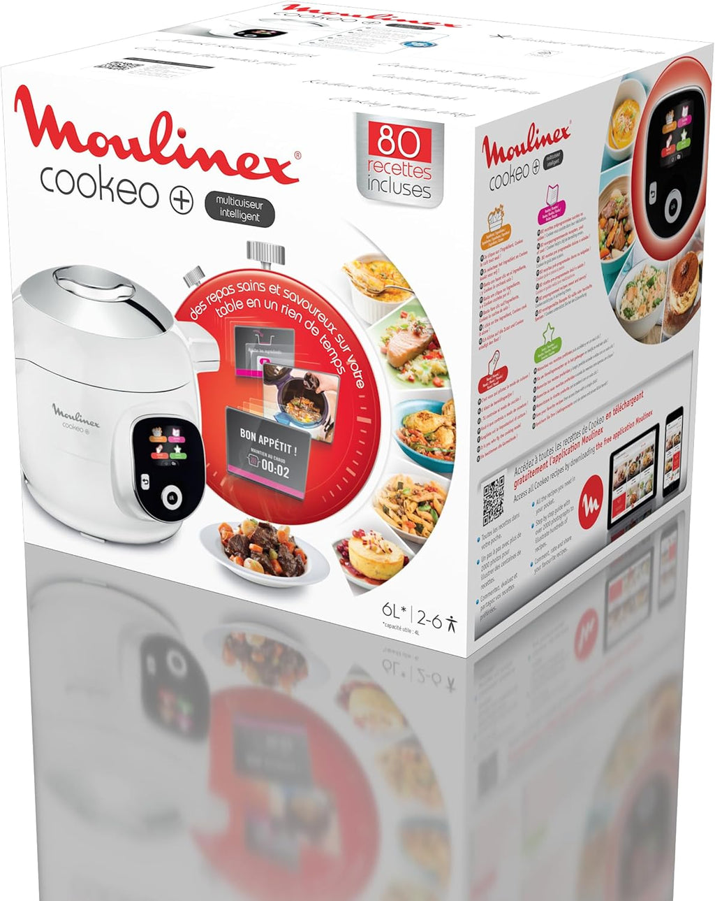 Multicuiseur intelligent Cookeo CE854110 6 L 1600 W avec 80 recettes intégrées 6 modes de cuisson blanc