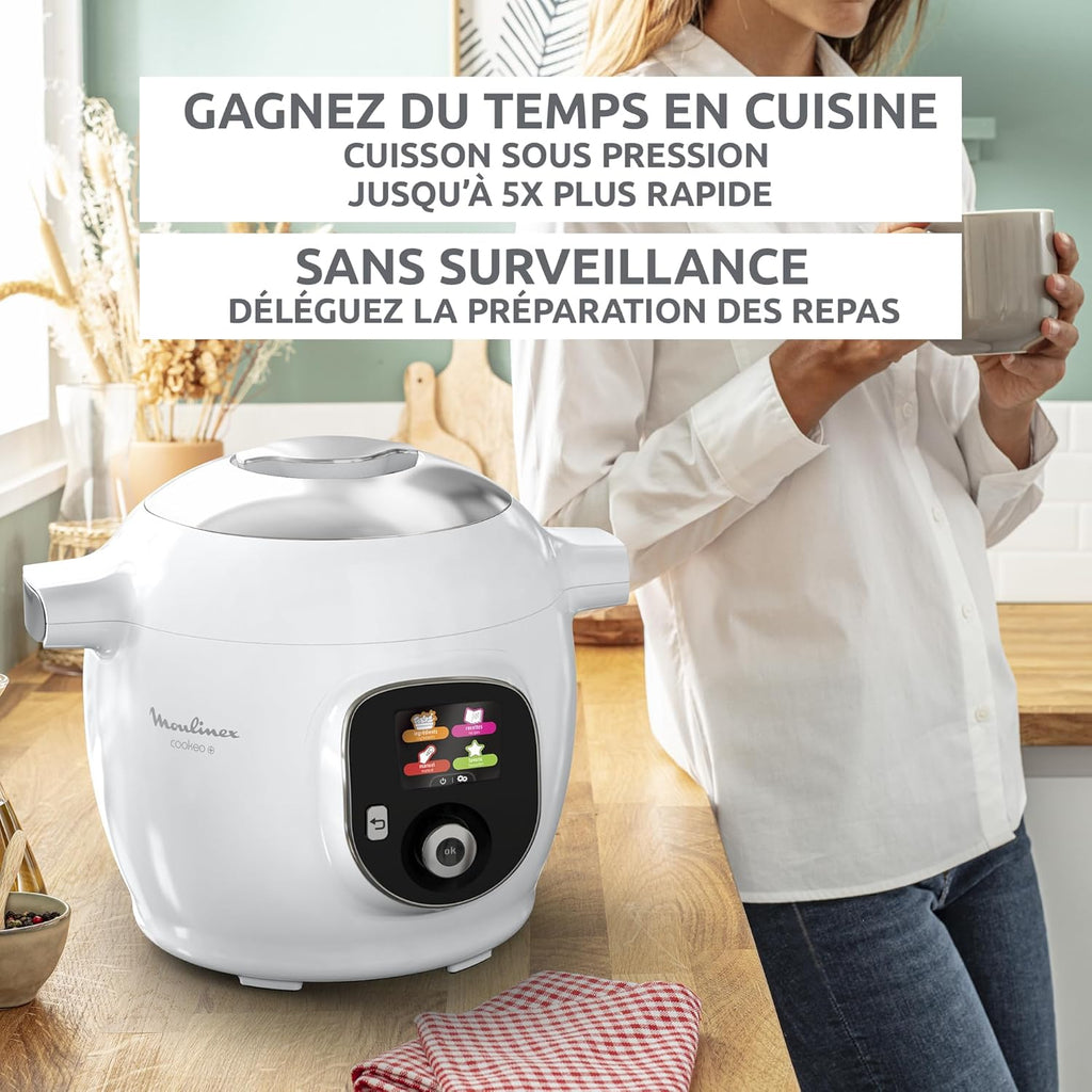 Multicuiseur intelligent Cookeo CE854110 6 L 1600 W avec 80 recettes intégrées 6 modes de cuisson blanc