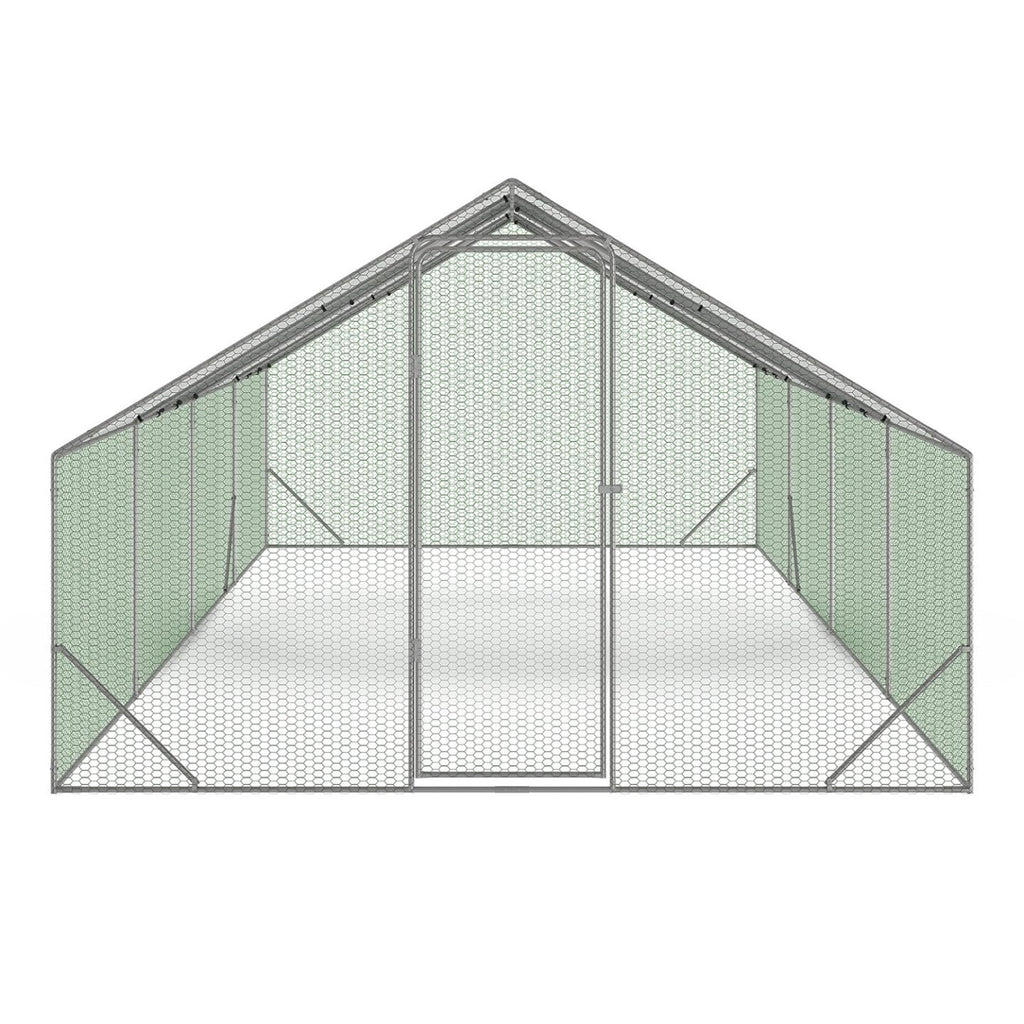 Enclos poulailler 24 m² 8x3x2 m parc grillagé acier galvanisé avec bâche imperméable anti-UV protection animaux extérieurs
