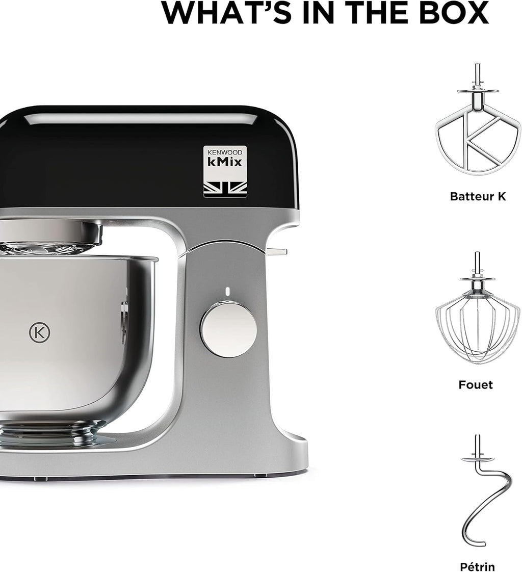 Robot pâtissier kMix KMX750BK 1000 W bol inox 5 L mouvement planétaire 6 vitesses couvercle anti-projection noir