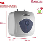 Chauffe-eau électrique Blu Evo RS 15 L 2000 W compact sous évier 240 V installation murale acier émaillé bleu