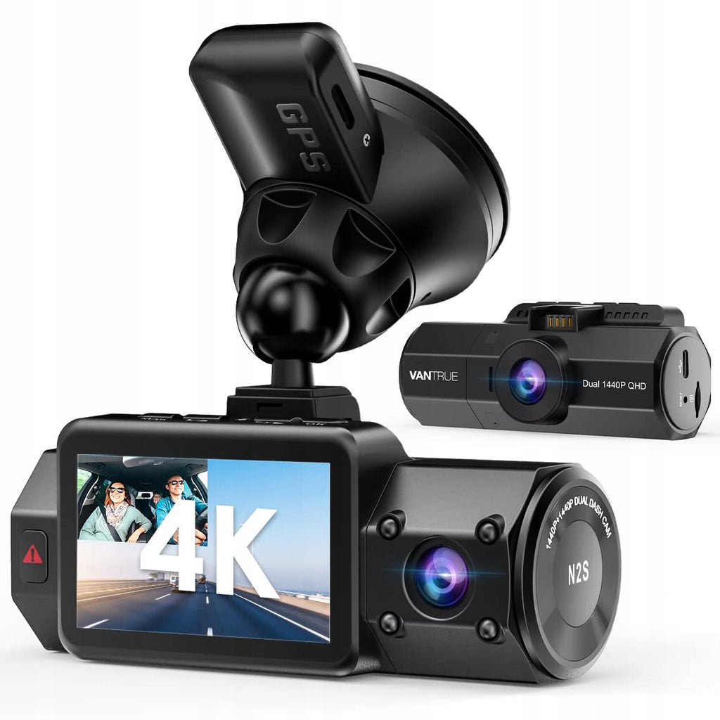 Wideorejestrator samochodowy N2S QHD 1440P GPS kamera przednia i wewnętrzna Sony IMX335 tryb nocny