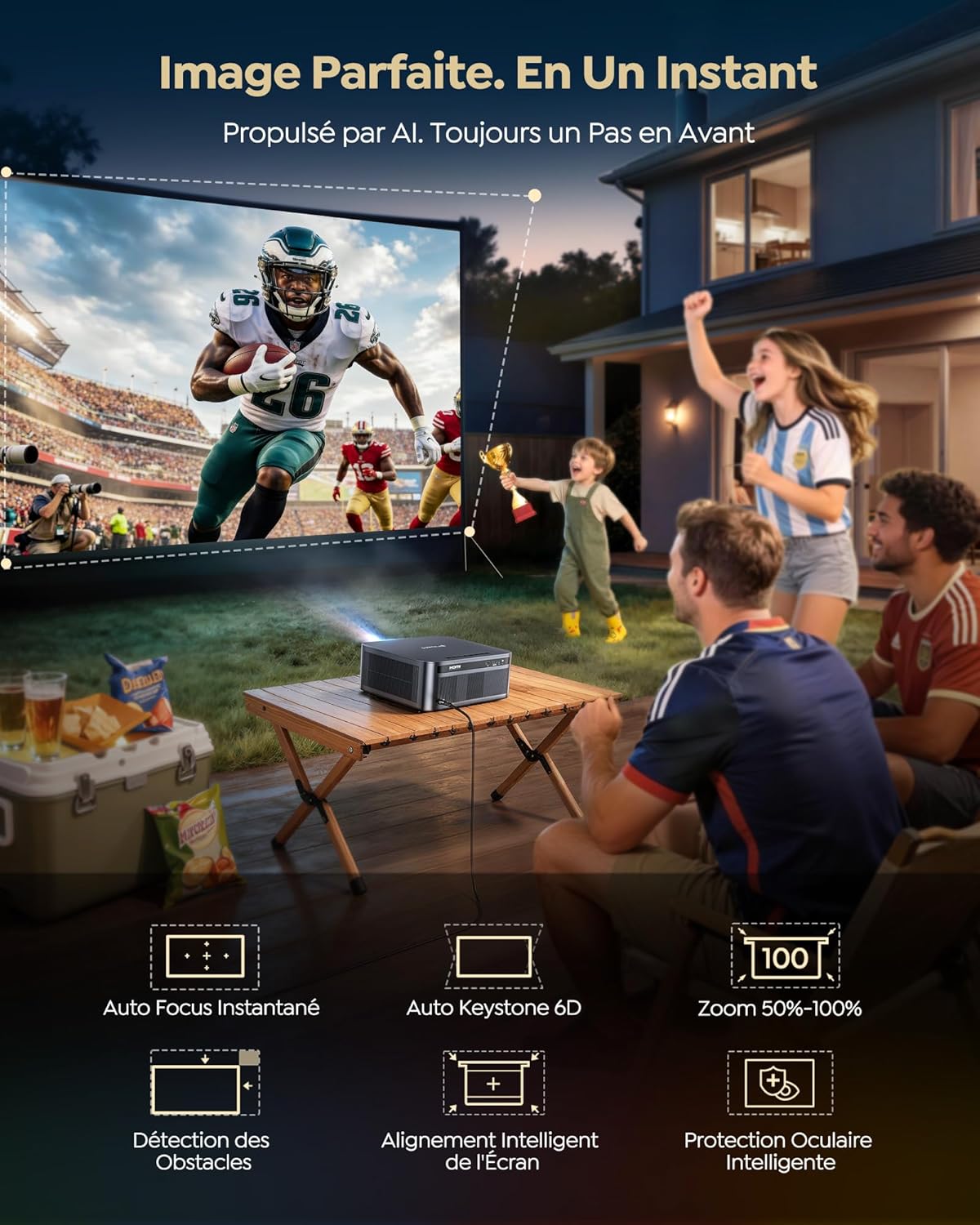 Vidéoprojecteur G2 Google TV 14.0 1080P natif 4K 2200 ANSI MEMC HDR10 Dolby Audio 40 W WiFi 6 Bluetooth 5.4