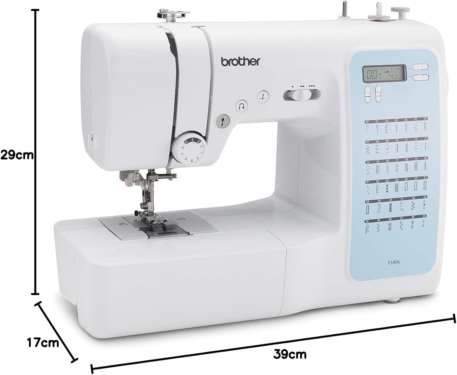 Machine à coudre électronique FS 40 avec 40 points de couture écran LCD canette horizontale housse et accessoires crème