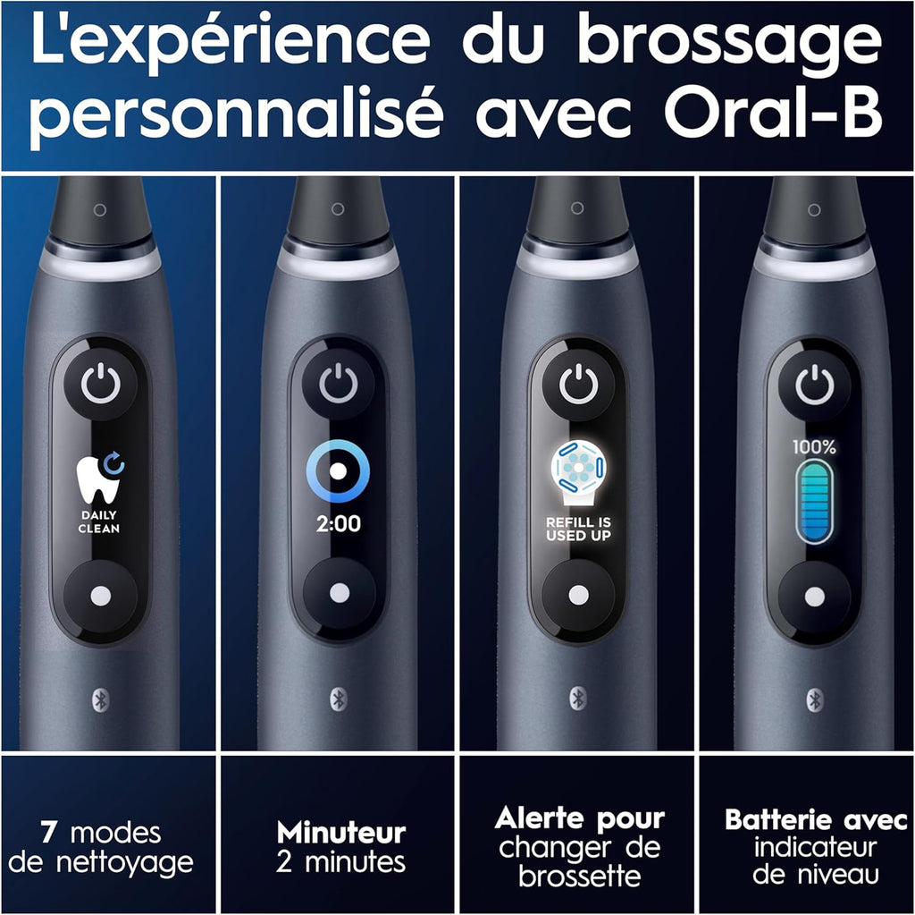 Brosse à dents électrique iO 9 7 modes capteur de pression écran couleur charge rapide avec étui