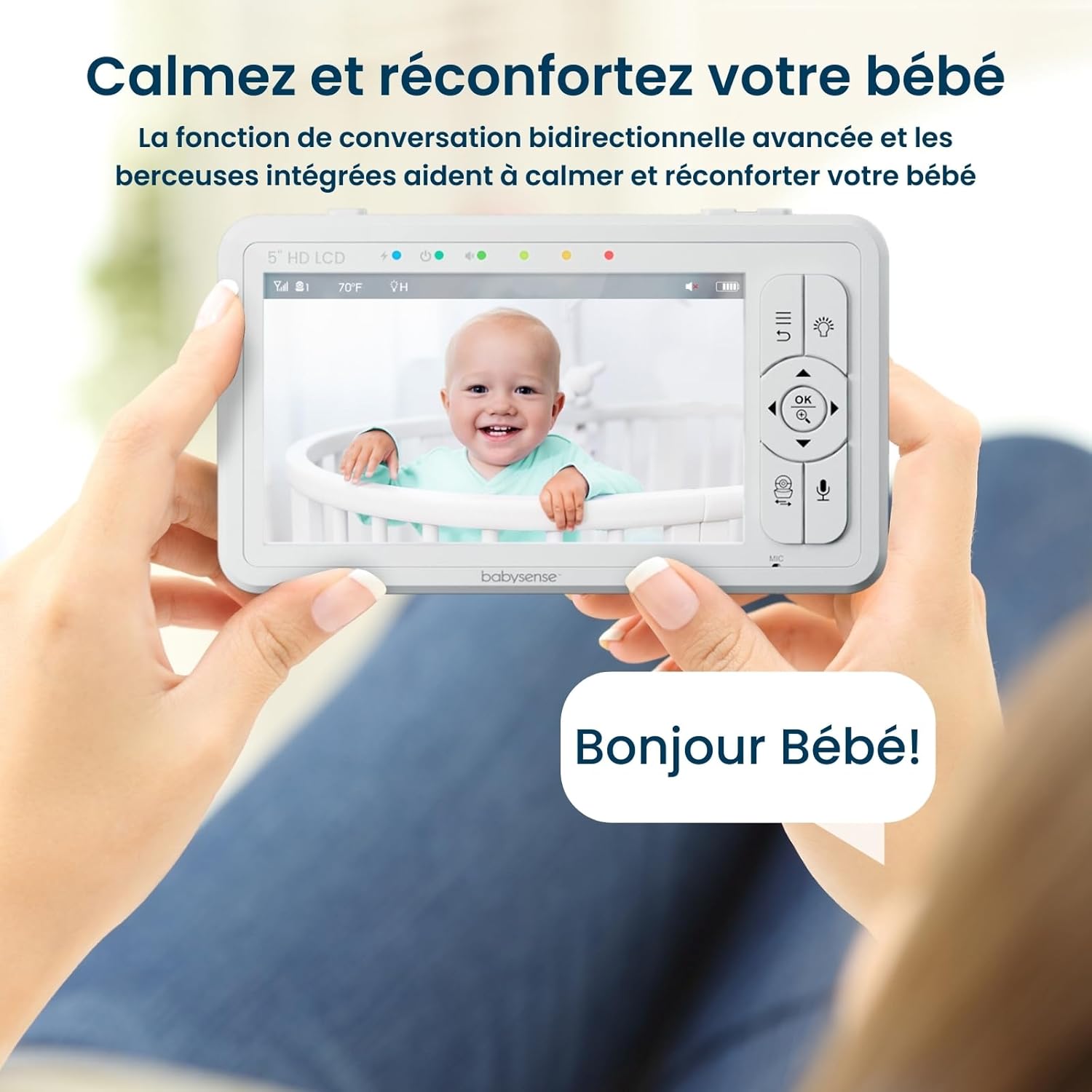 Babyphone vidéo HD HDS2 écran 5 pouces 2 caméras 720p sans WiFi audio bidirectionnel vision nocturne zoom x4