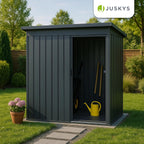 Abri de jardin métallique S 88 x 164 x 182 cm avec cadre de fondation porte coulissante verrouillable gris foncé