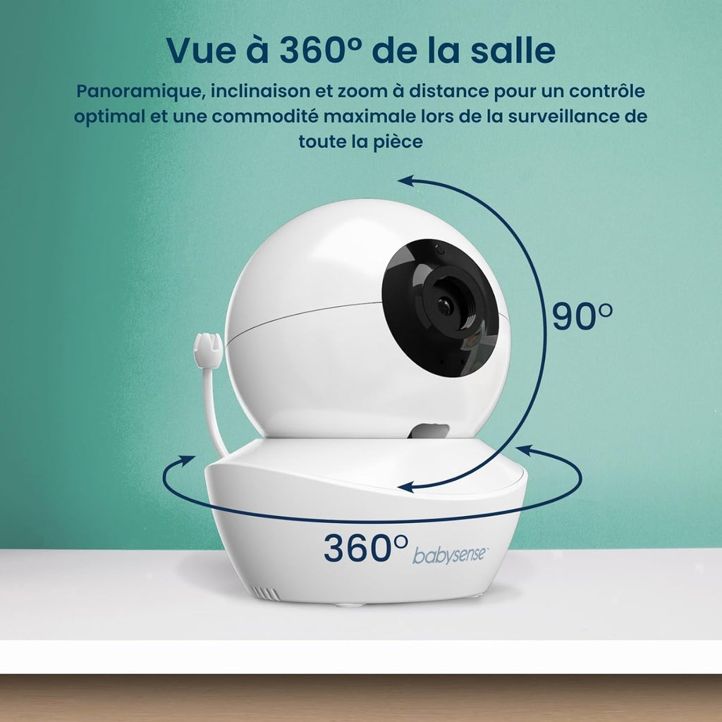 Babyphone vidéo HD HDS2 écran 5 pouces 2 caméras 720p sans WiFi audio bidirectionnel vision nocturne zoom x4