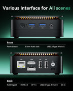 Mini PC Essenx E1 AMD Ryzen 3 3250U, 8Go DDR4 256Go SSD, Windows 11 Pro, WiFi5 Bluetooth, Double Affichage 4K