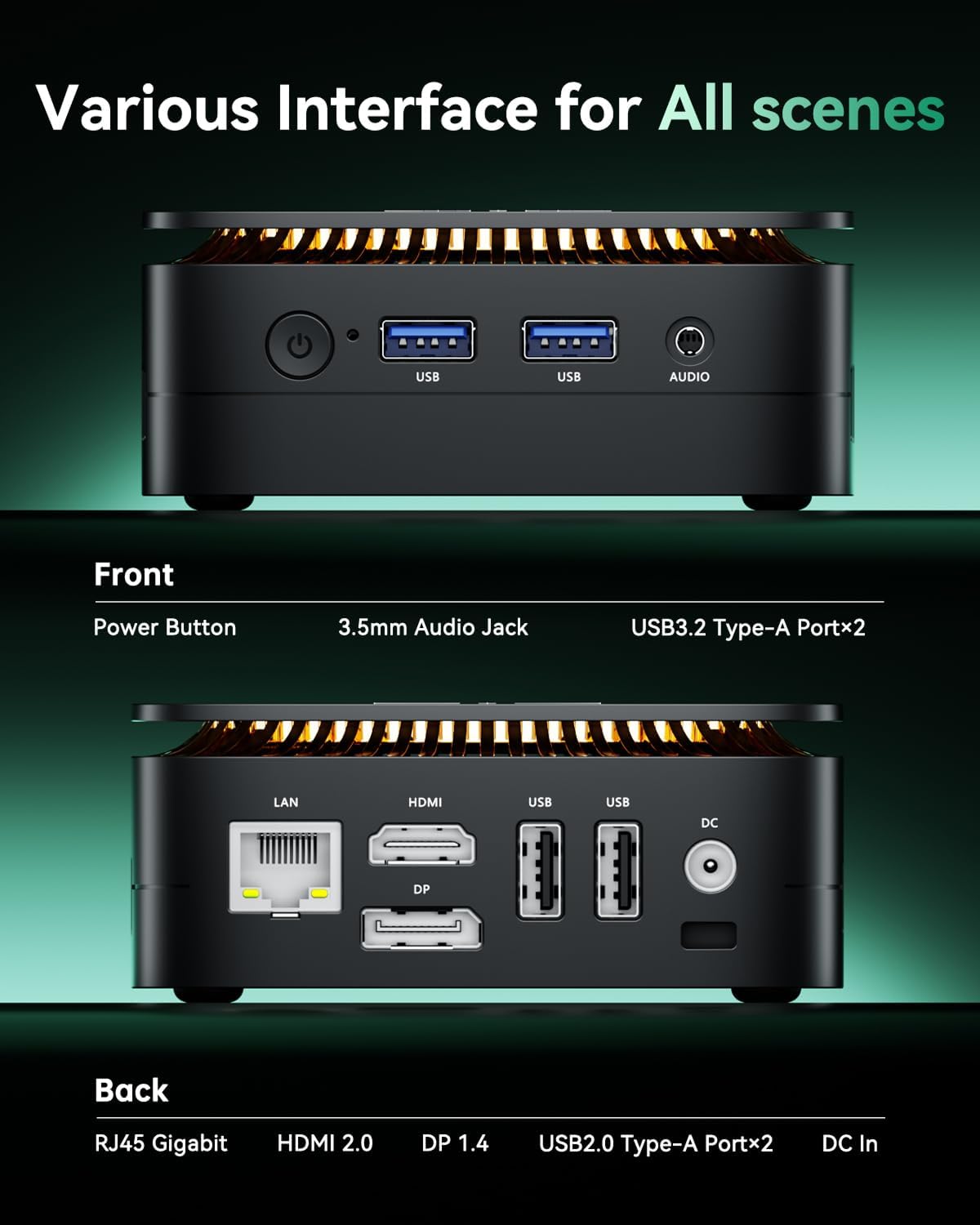 Mini PC Essenx E1 AMD Ryzen 3 3250U, 8Go DDR4 256Go SSD, Windows 11 Pro, WiFi5 Bluetooth, Double Affichage 4K