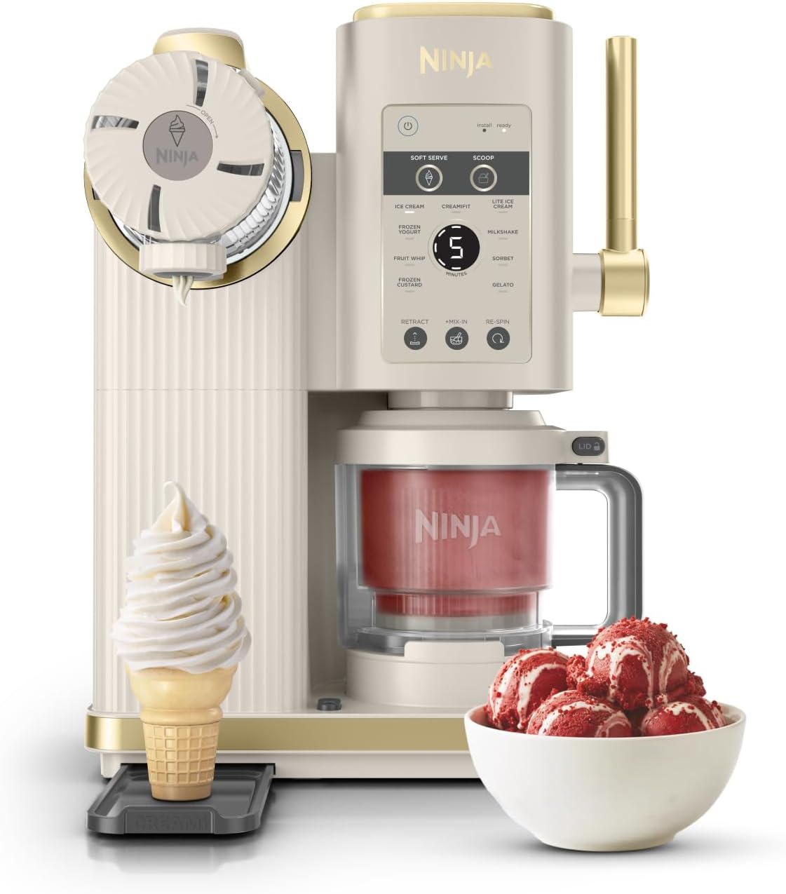 Sorbetière CREAMi Scoop and Swirl NC701EUSTGD 13 modes avec 2 pots 480 ml pour glaces maison