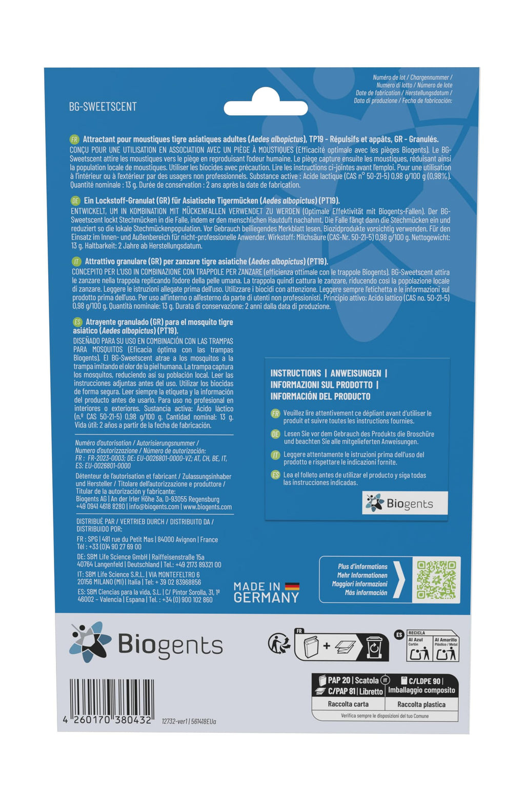 Piège extérieur anti moustiques tigres BG-Mosquitaire 13101 avec recharge attractif 6 mois et alimentation secteur