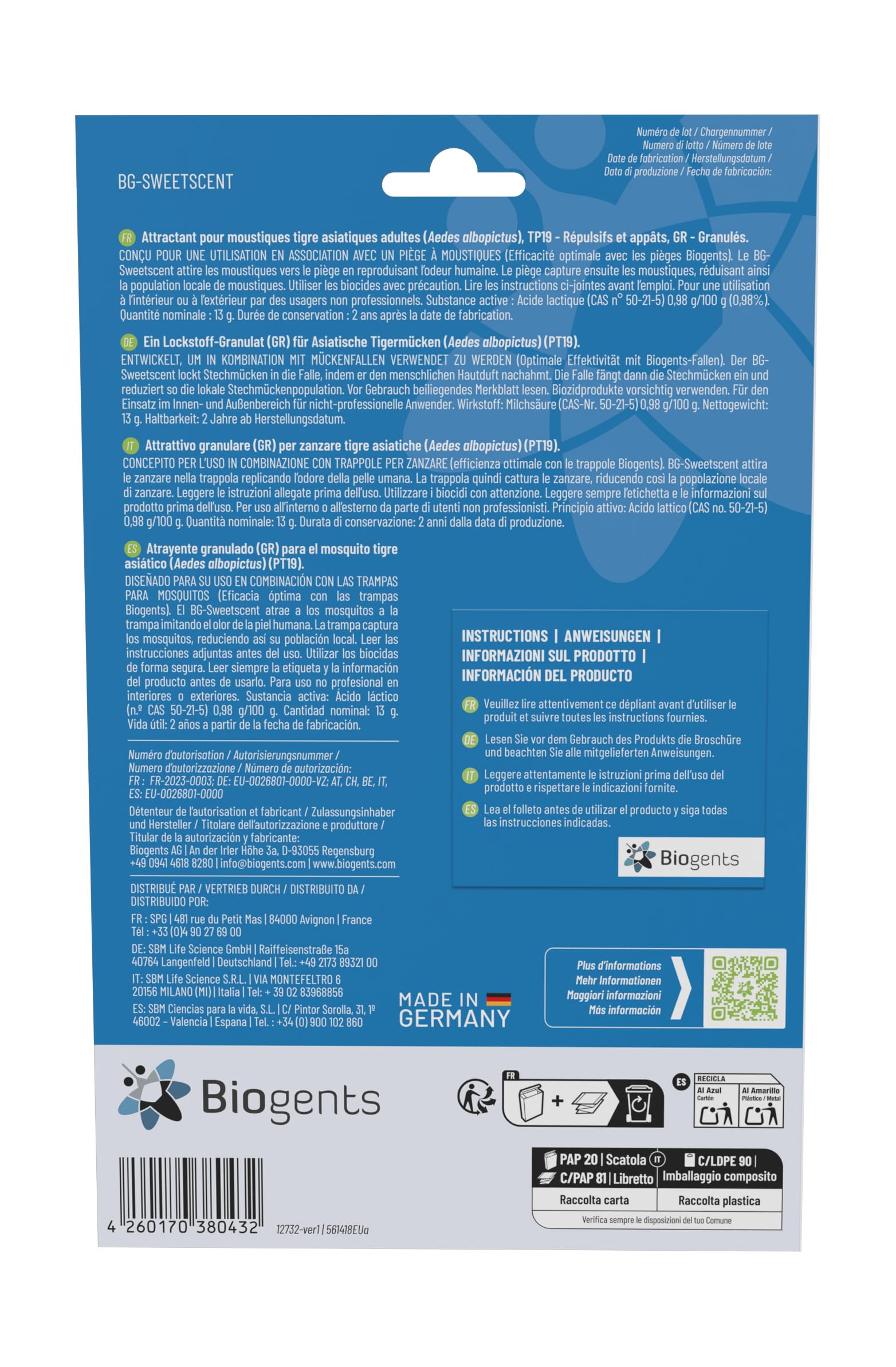 Piège extérieur anti moustiques tigres BG-Mosquitaire 13101 avec recharge attractif 6 mois et alimentation secteur