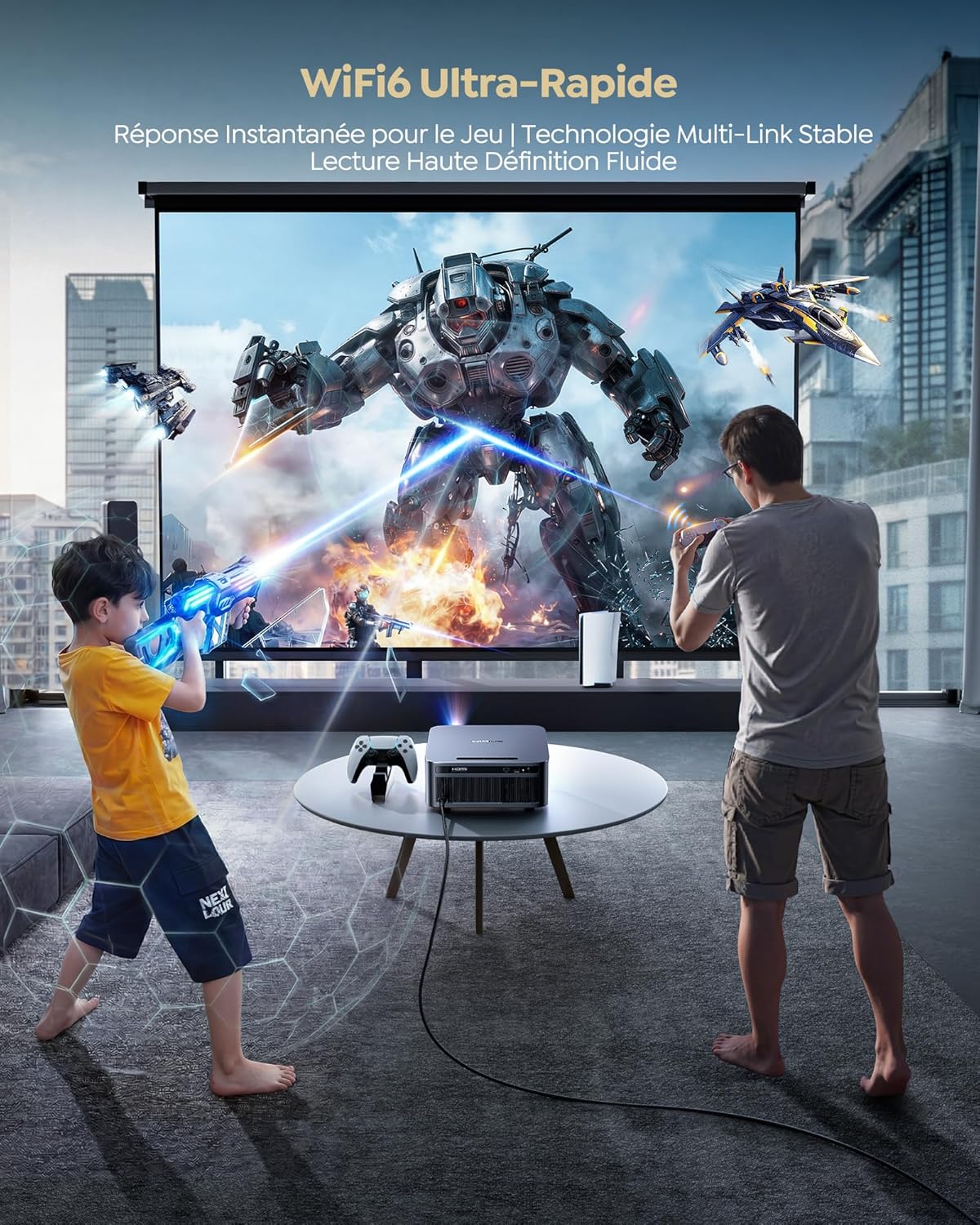 Vidéoprojecteur G2 Google TV 14.0 1080P natif 4K 2200 ANSI MEMC HDR10 Dolby Audio 40 W WiFi 6 Bluetooth 5.4