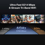 Wireless Router Archer BE550 Wi-Fi 7 Tri Band 2.4GHz 5GHz 6GHz 9214Mbps 5x 2.5G Ethernet Ports